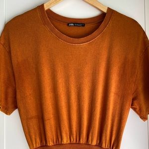 Burnt Orange Zara Autumn Midi Dress